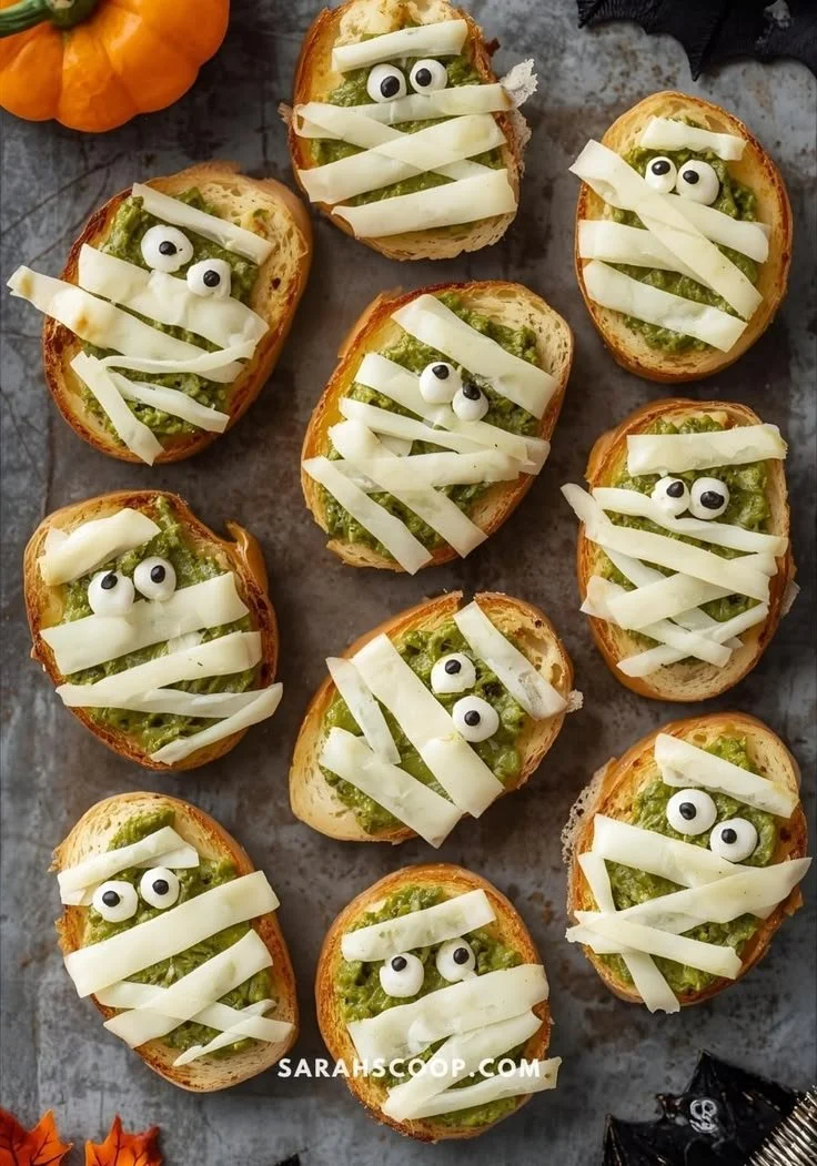 Spooky Halloween appetizers displayed on a festive table
