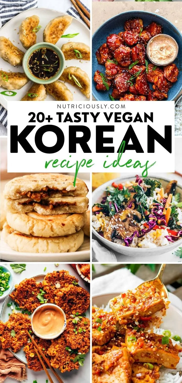Colorful vegan Korean dishes showcasing easy and delicious plant-based recipes.
