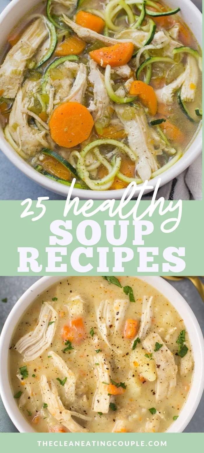 A variety of vibrant healthy soups in bowls, showcasing healthy soup recipes.