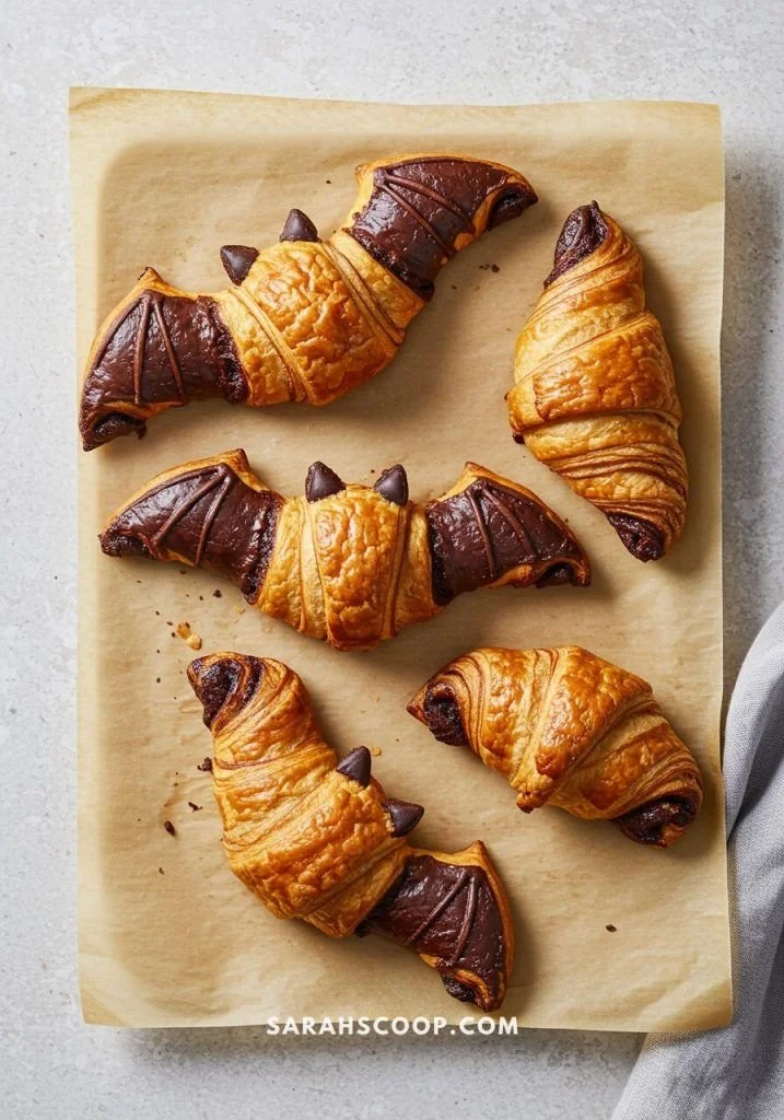 Bat Wing Chocolate Croissants baked to perfection with rich chocolate filling