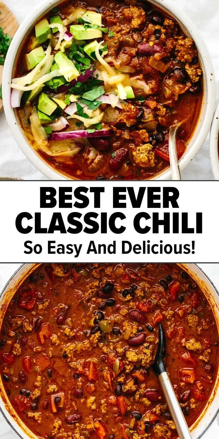 A bowl of the best chili recipe featuring rich spices and hearty ingredients.