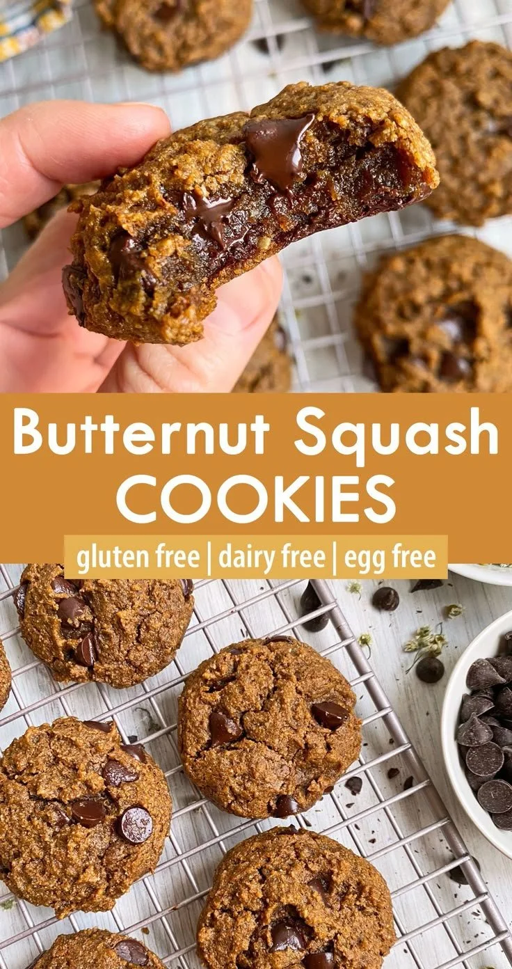 Paleo and vegan butternut squash cookies on a wooden plate