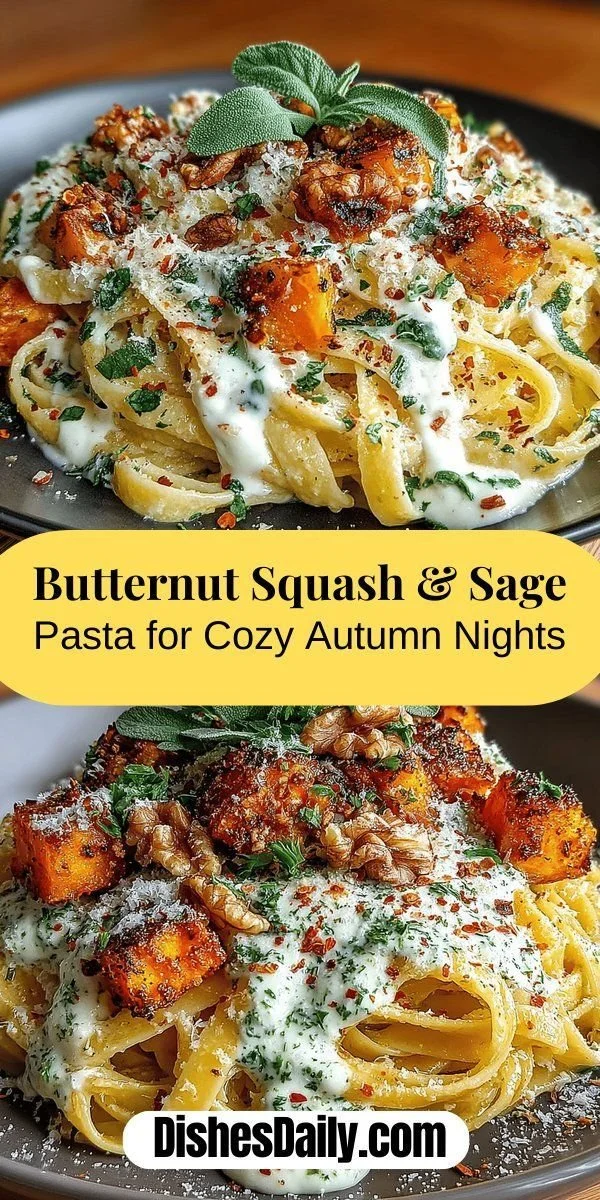 Butternut squash pasta with sage for a cozy autumn dinner