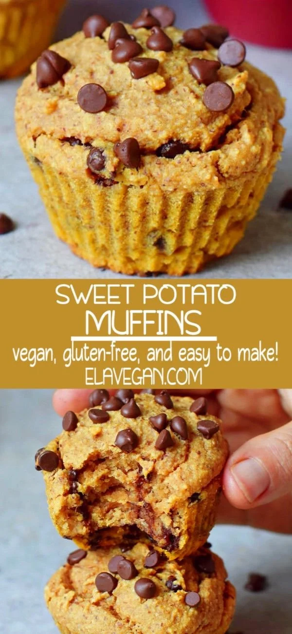 Chocolate chip sweet potato muffins on a cooling rack