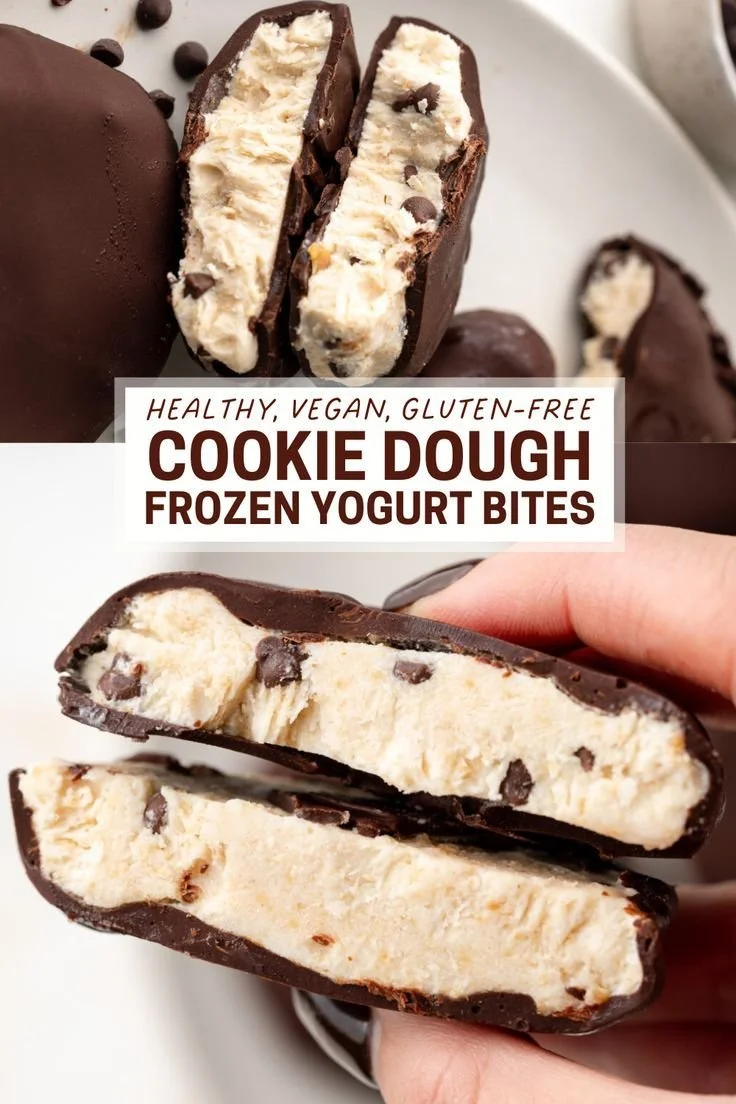 Delicious cookie dough frozen yogurt bites - a healthy dessert alternative.