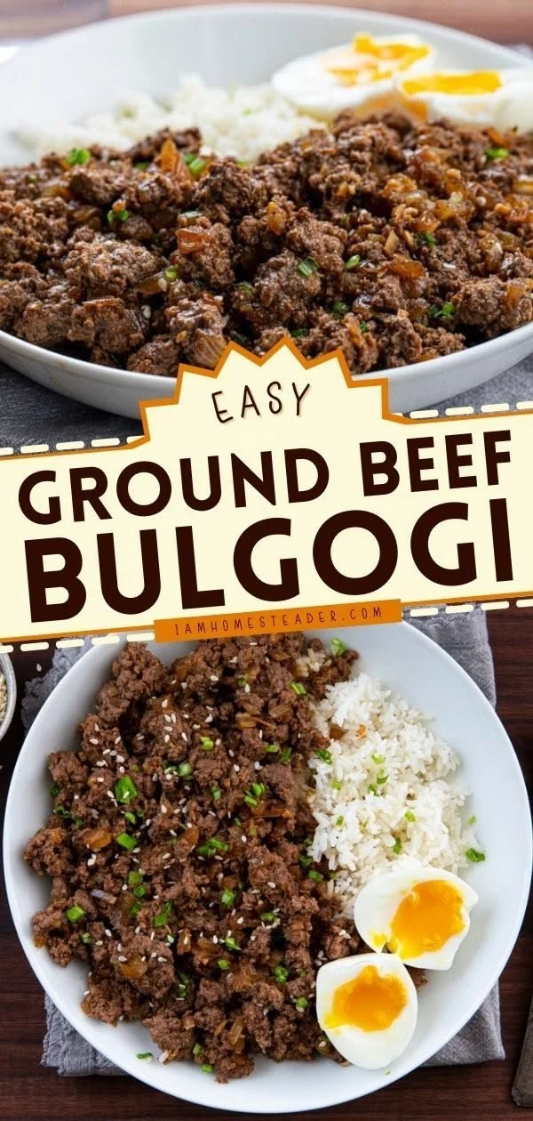 Delicious dish of easy ground beef bulgogi served with vegetables