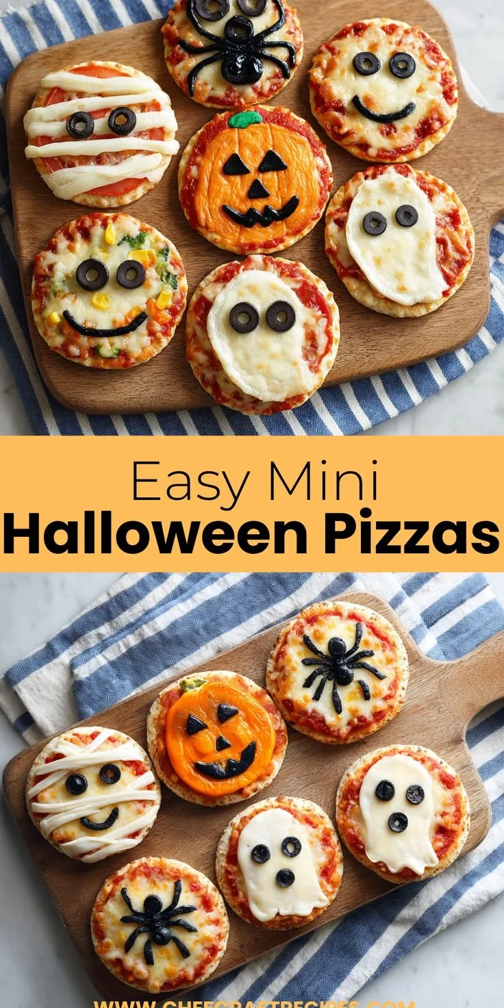 Easy mini Halloween pizzas for a fun and festive party snack
