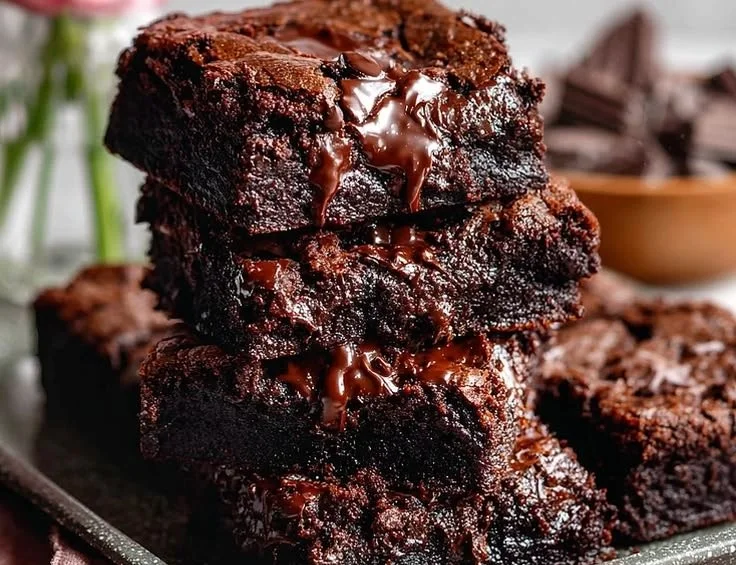 Delicious fudgy no sugar Greek yogurt brownies on a plate