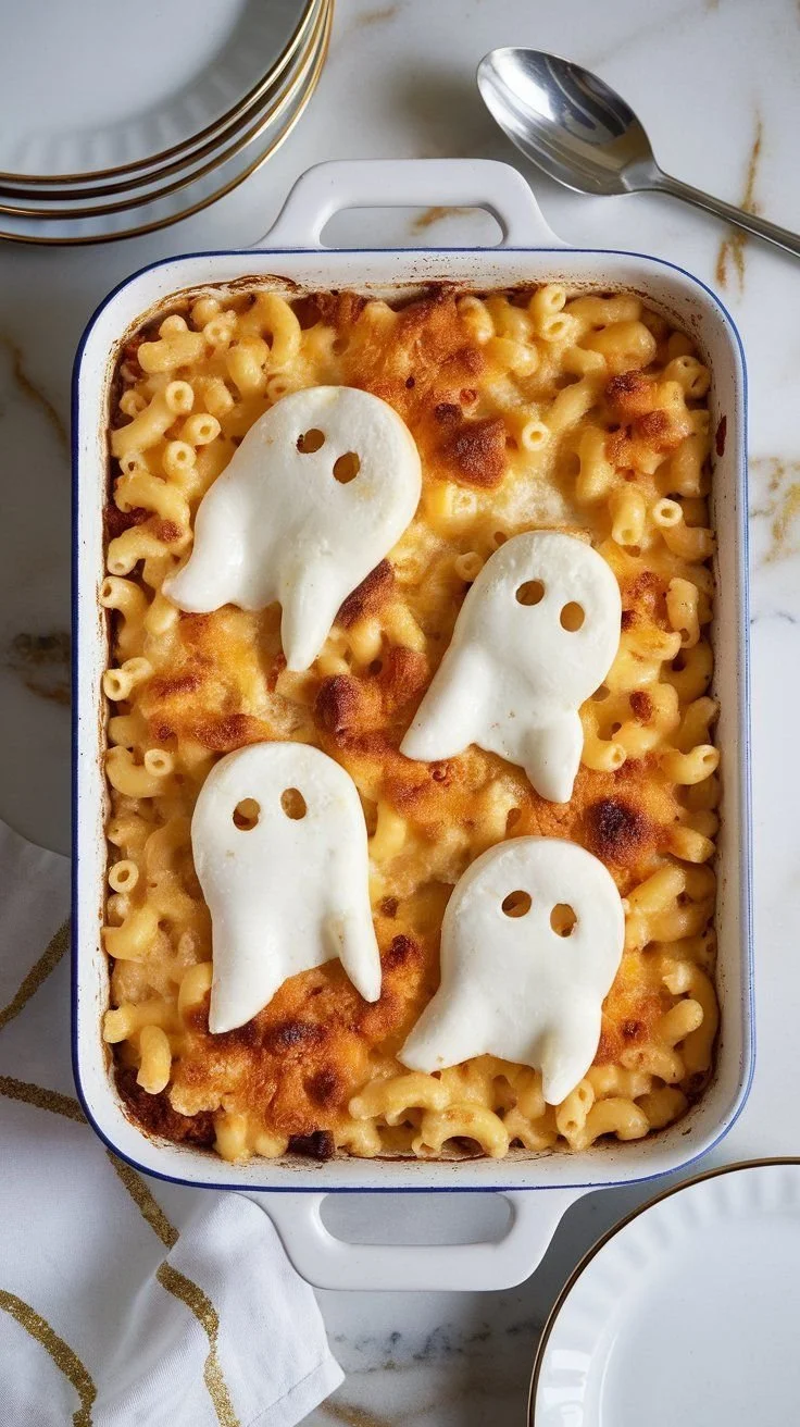 Delicious Ghoul-gheroni And Cheese dish perfect for Halloween celebrations.