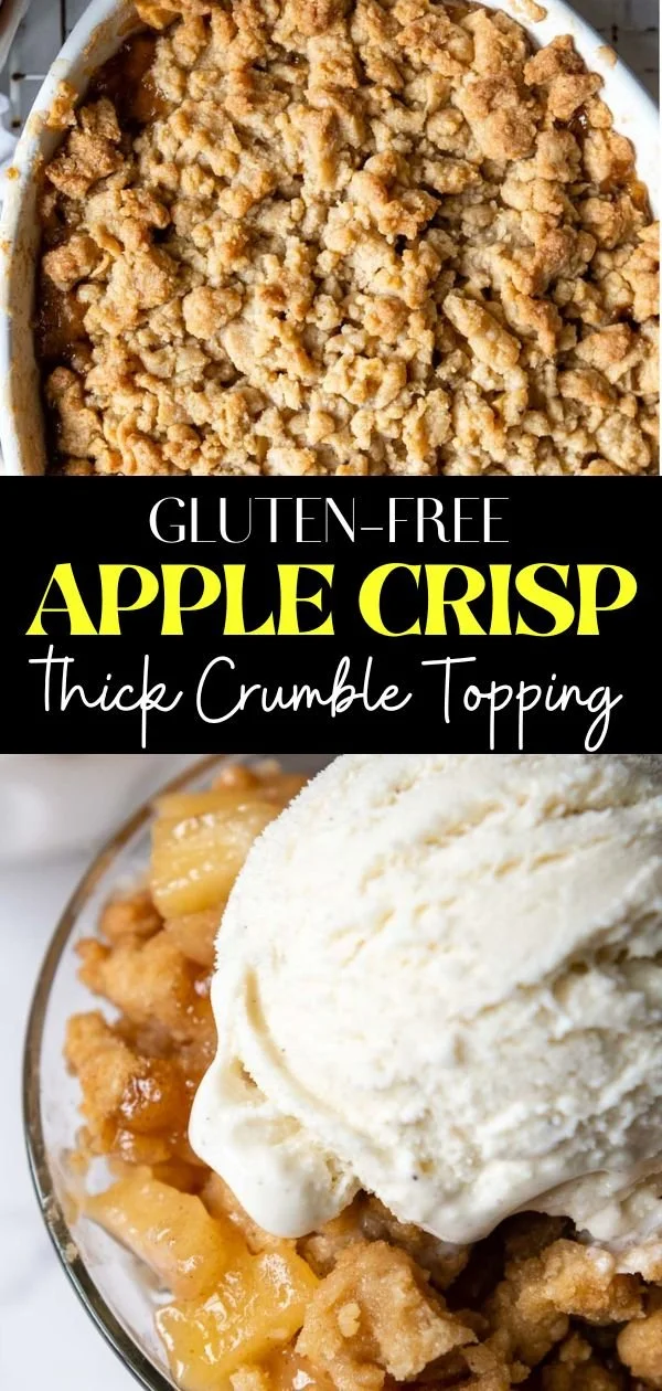 Delicious gluten-free apple crisp served in a bowl with cinnamon topping
