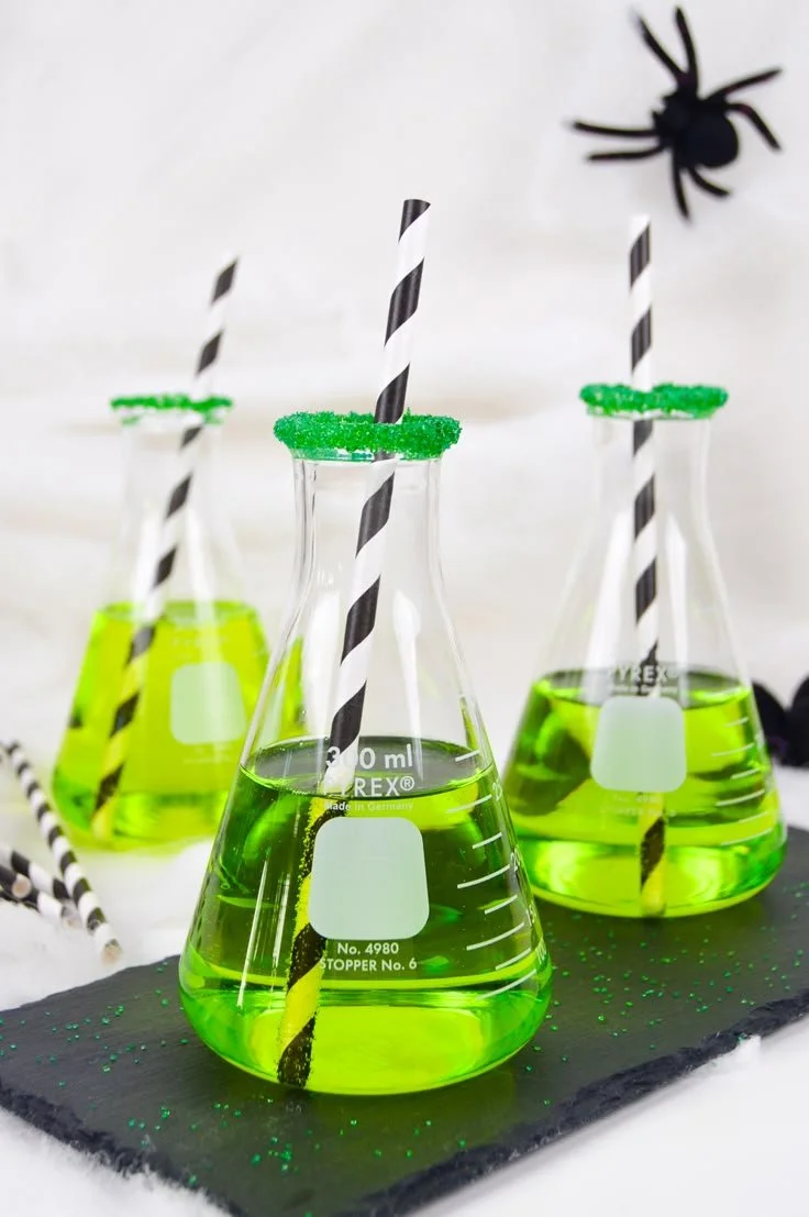 A vibrant green chemical cocktail perfect for Halloween celebrations