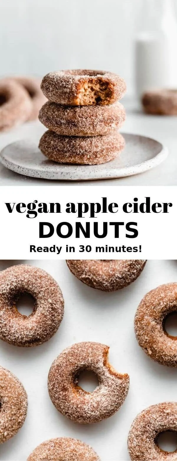Delicious vegan apple cider donuts on a rustic wooden table