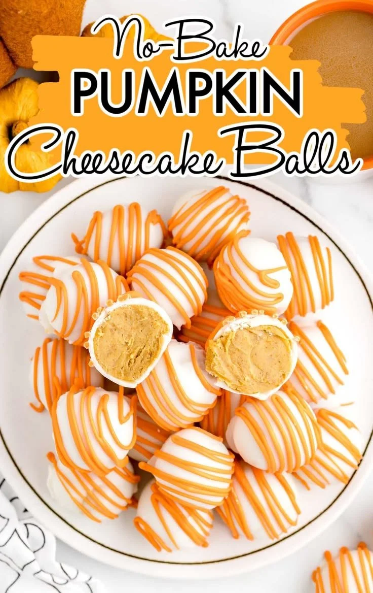 No Bake Pumpkin Cheesecake Balls, a delicious fall dessert treat