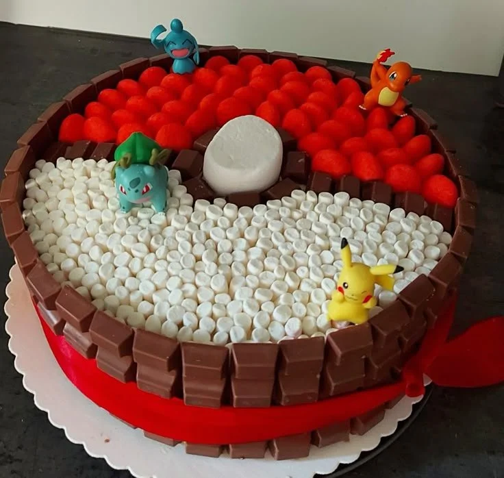 Pokemon characters and a Pokemonball for capturing creatures.
