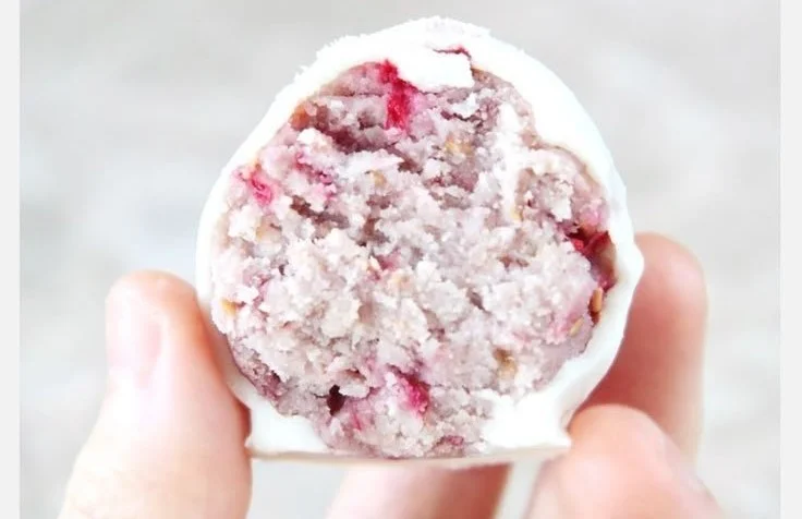Raspberry Cream Cheese Protein Balls - Healthy Energy Bites Recipe