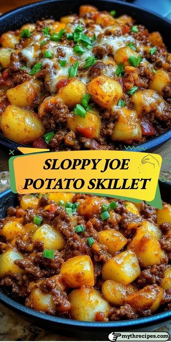 Sloppy Joe Potato Skillet served in a colorful dish with fresh ingredients.