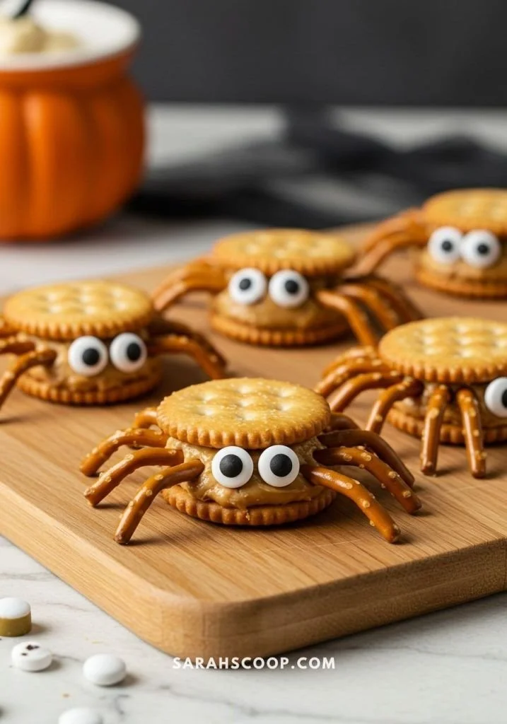 A plate of tasty Spider Crackers ready for snacking and sharing.