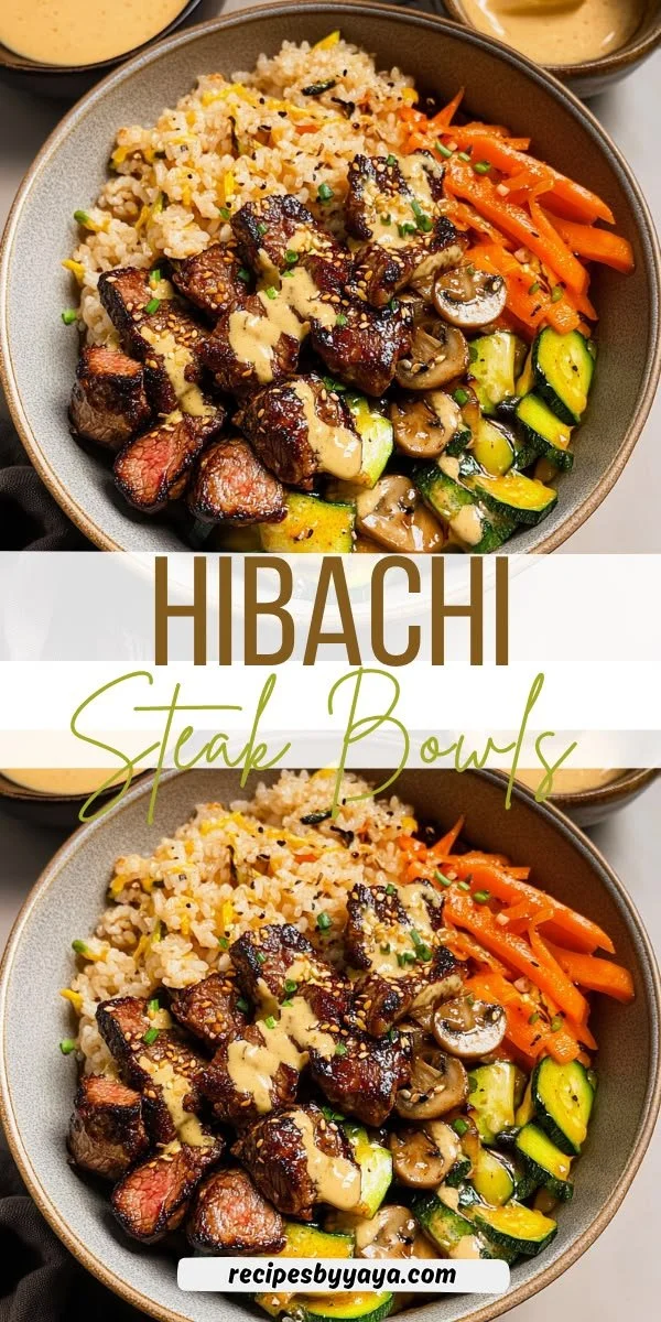 Delicious hibachi steak bowls recipe with vibrant vegetables and rice