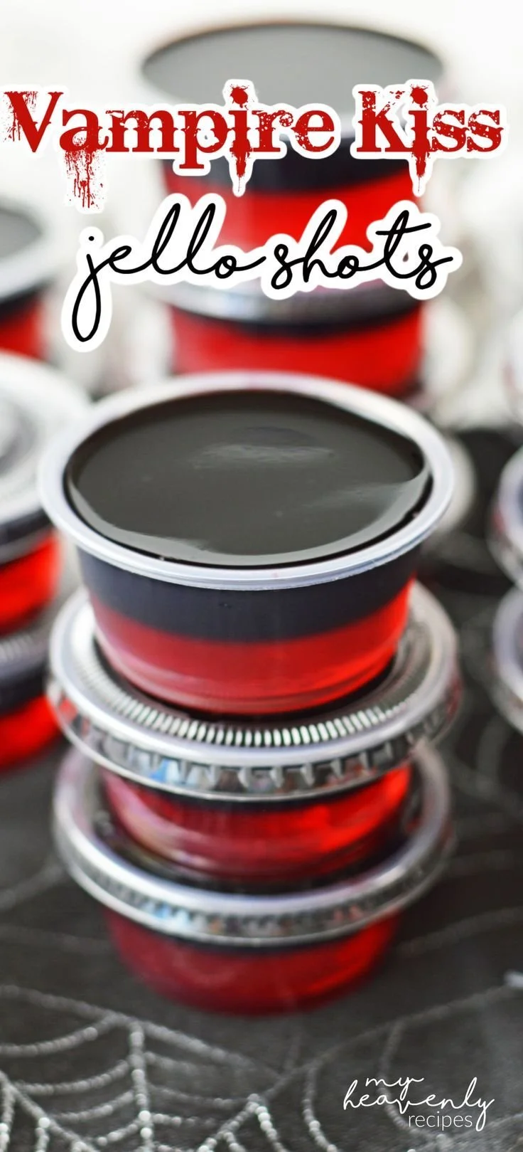 Delicious Vampire Kiss Jello Shots in spooky Halloween-themed setting